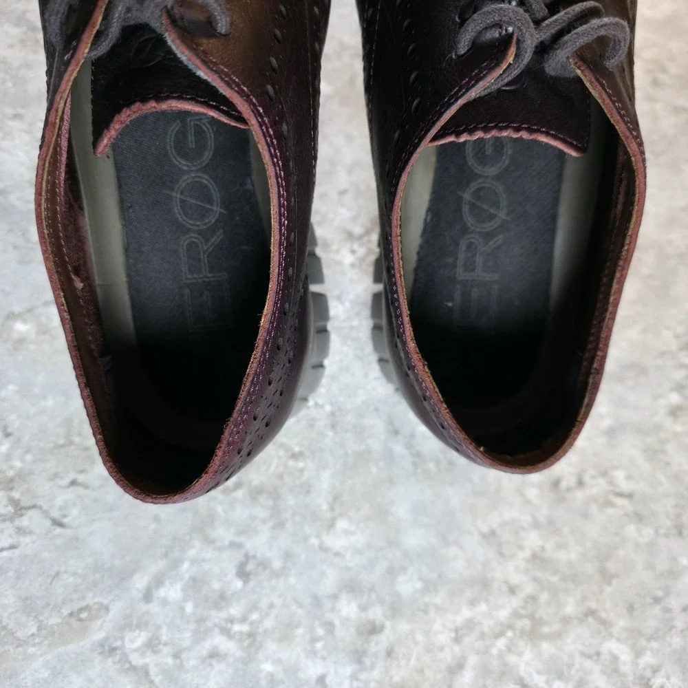 Cole Haan Zerogrand Wingtip Leather Dark‎ Cherry Mens 9 M Oxford Shoes C25004